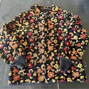 Floral Vintage Carpet Tapestry Zip-Up Jacket